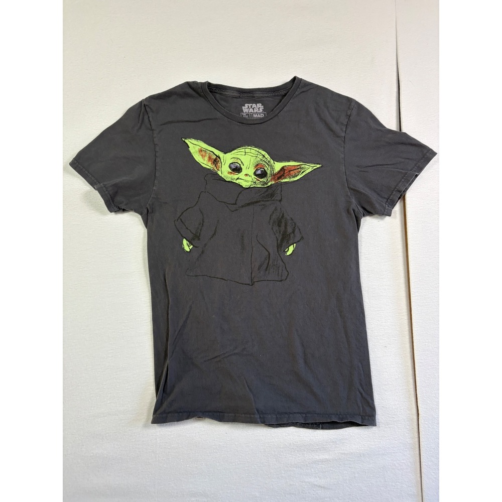 Star Wars Mad Engine Grogu Baby Yoda Graphic T-Shirt Charcoal Gray Womens Small